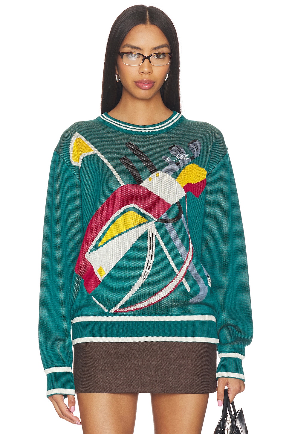 Yellow The Label Golfbag Tencel Knit Pullover in Emerald