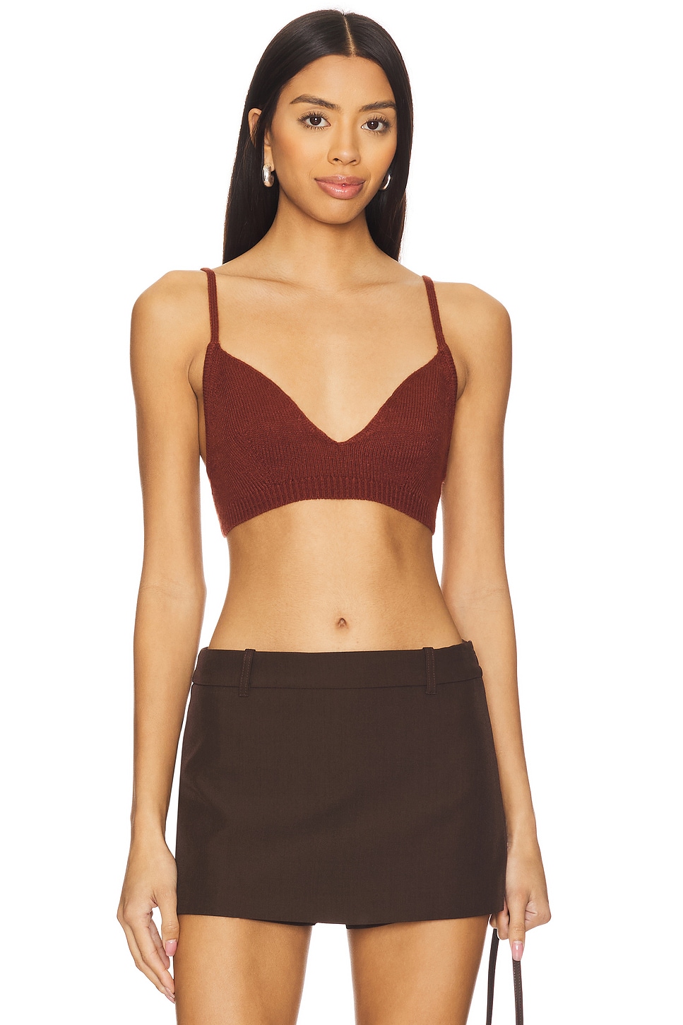 WeWoreWhat Sweater Bra Top in Chestnut