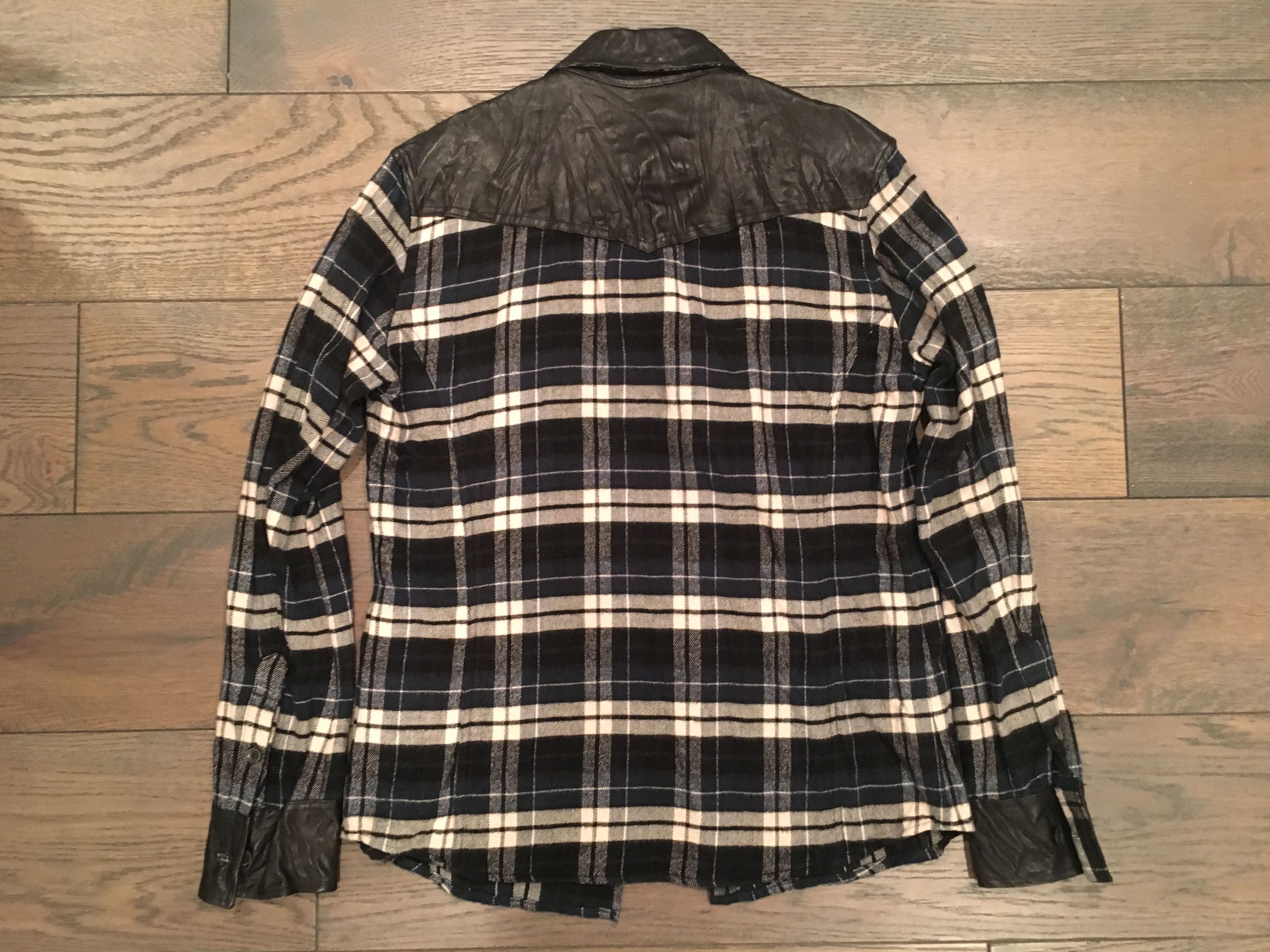 Isamu Katayama Backlash Check Flannel Calf Leather Shirt - Image 6