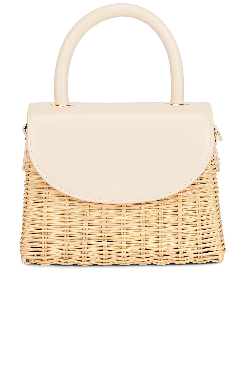 olga berg Elle Wicker Top Handle Bag in Natural