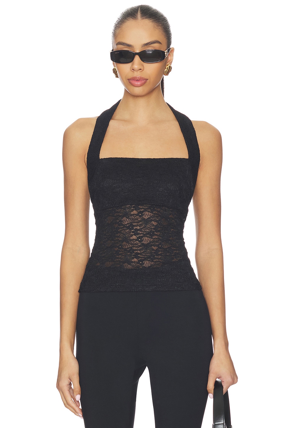 LIONESS Palisades Halter Top in Noir