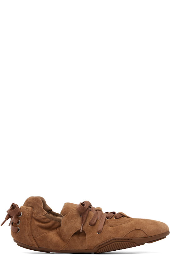 Brown Lace-Up Suede Sneakers