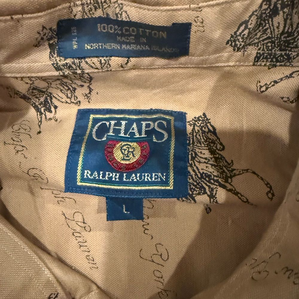 Vintage 90s Chaps Ralph Lauren Western Horse Print Button Down Shirt L - Image 7