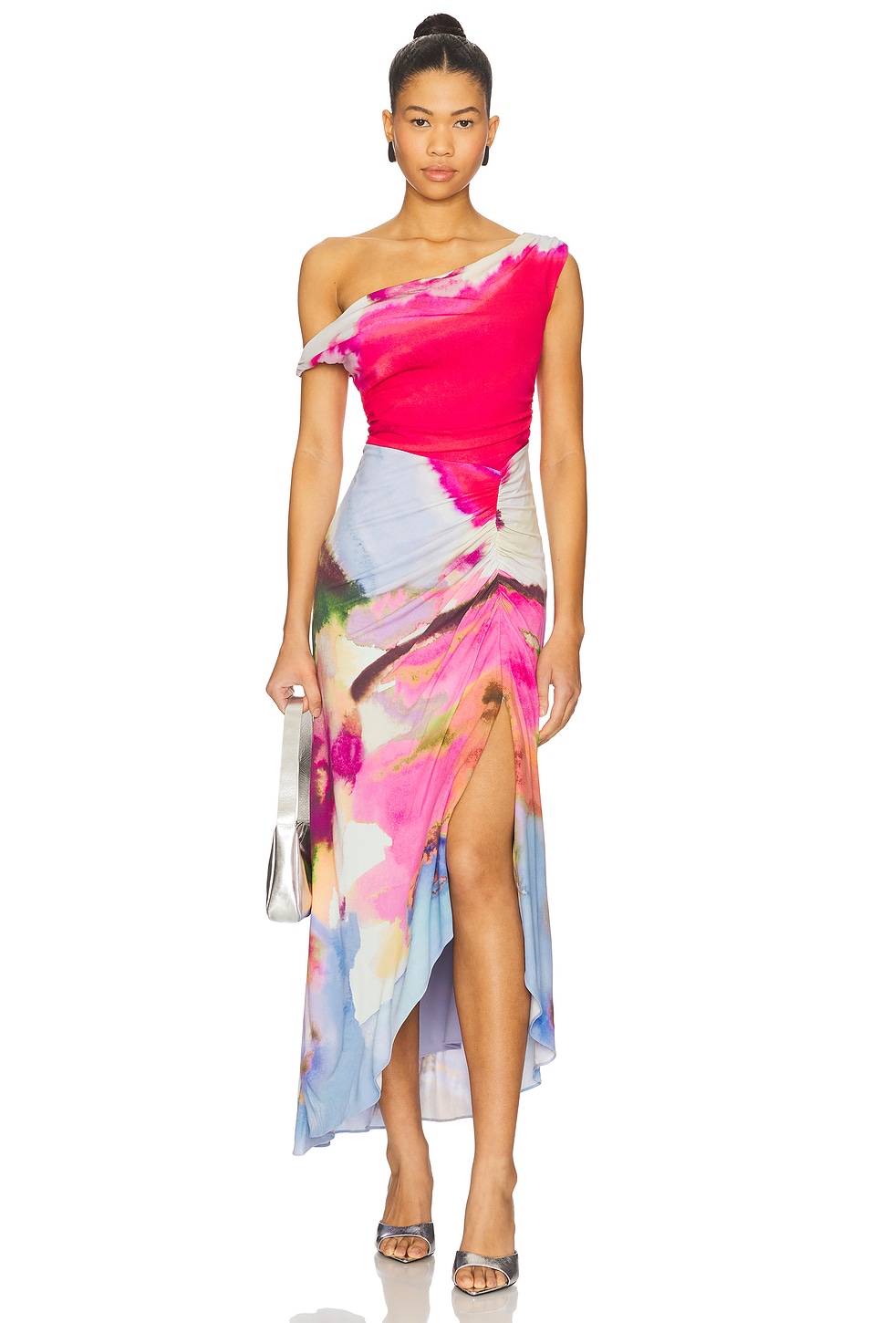 AMUR Ella Printed Jersey Dress in Sahara Sky