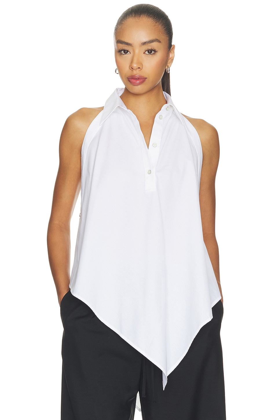 Helmut Lang COLLAR SCARF TOP 绕颈上装 in White