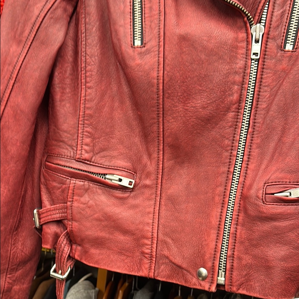 IRO Women's Red Leather Jacket - Image 4