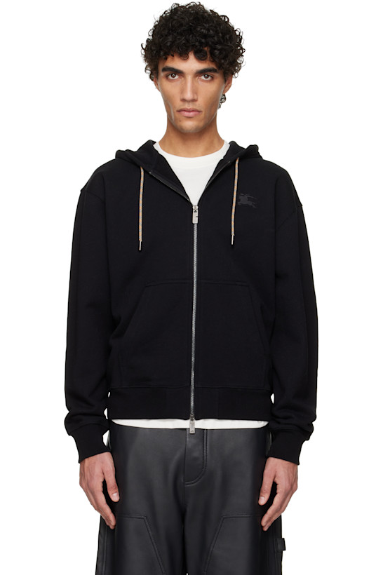 Black Rory Check Patch Hoodie