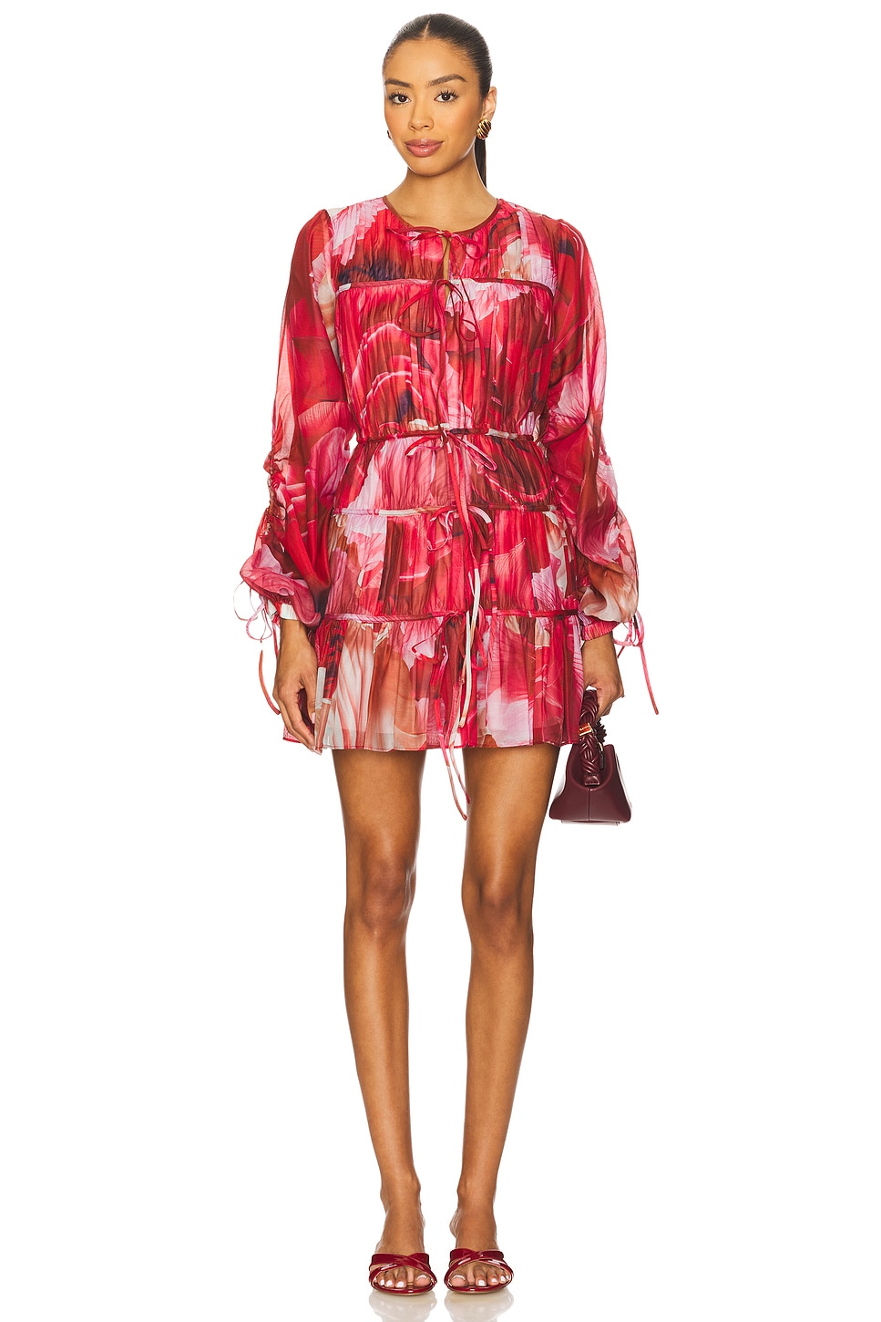 Aje Flora Mini Dress in Prismatic Floral Red