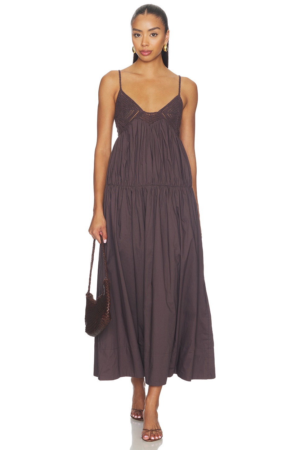 Camila Coelho Evelisse Midi Dress in Raisin