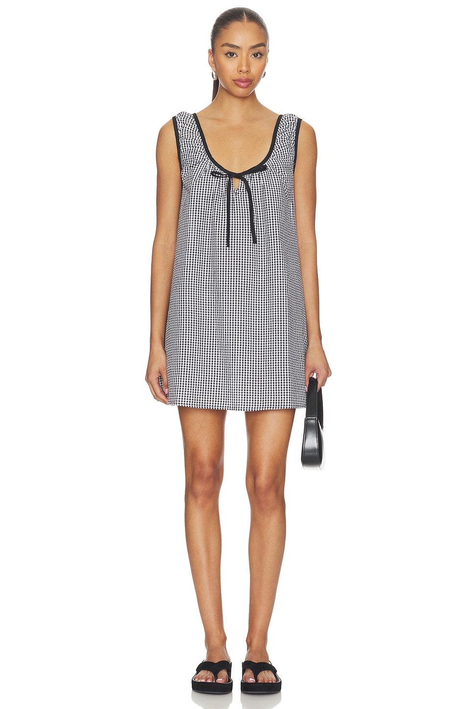 Tularosa Josie Mini Dress in Black & Ivory Gingham