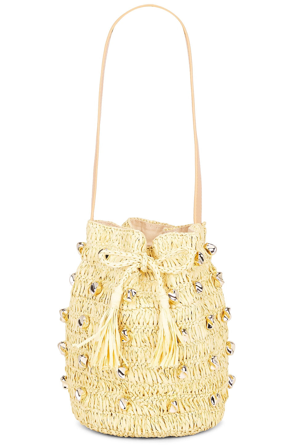 BTB Los Angeles Studded Galia Bucket Bag in Natural