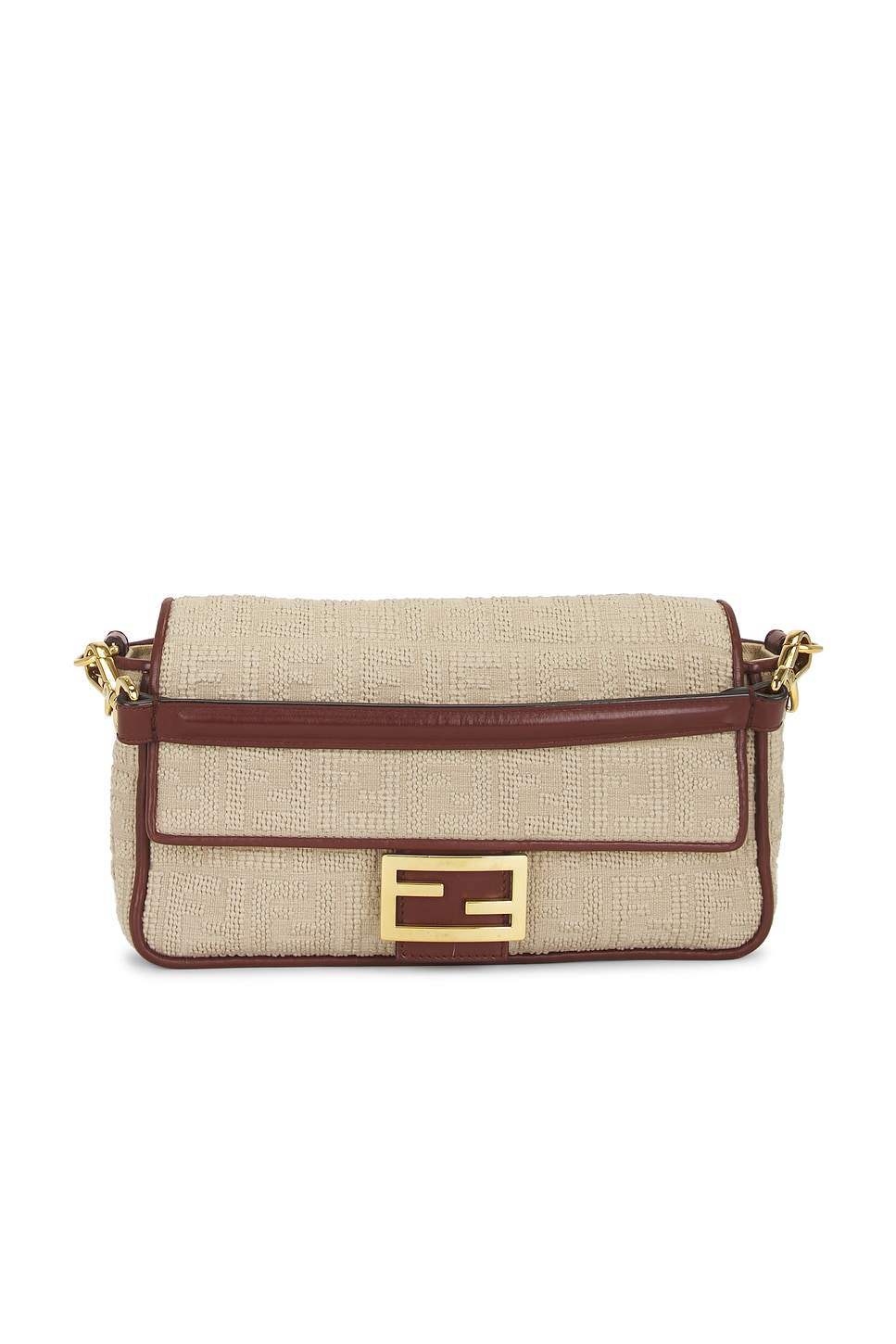 FWRD Renew Fendi Zucca Baguette Shoulder Bag in Neutral