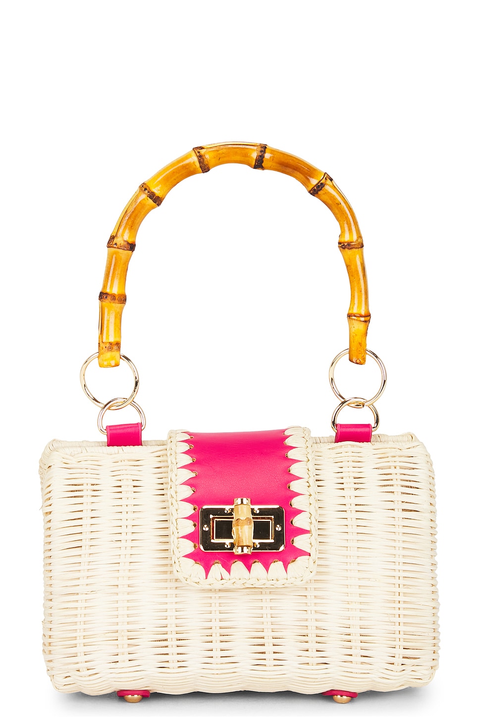 BTB Los Angeles Mason Bamboo Clutch Bag in Pink