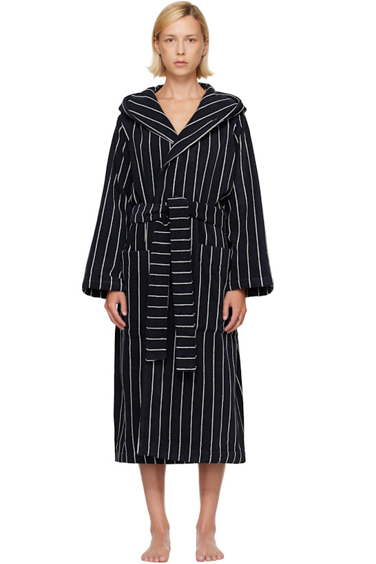 Black & White Terry Hooded Bathrobe
