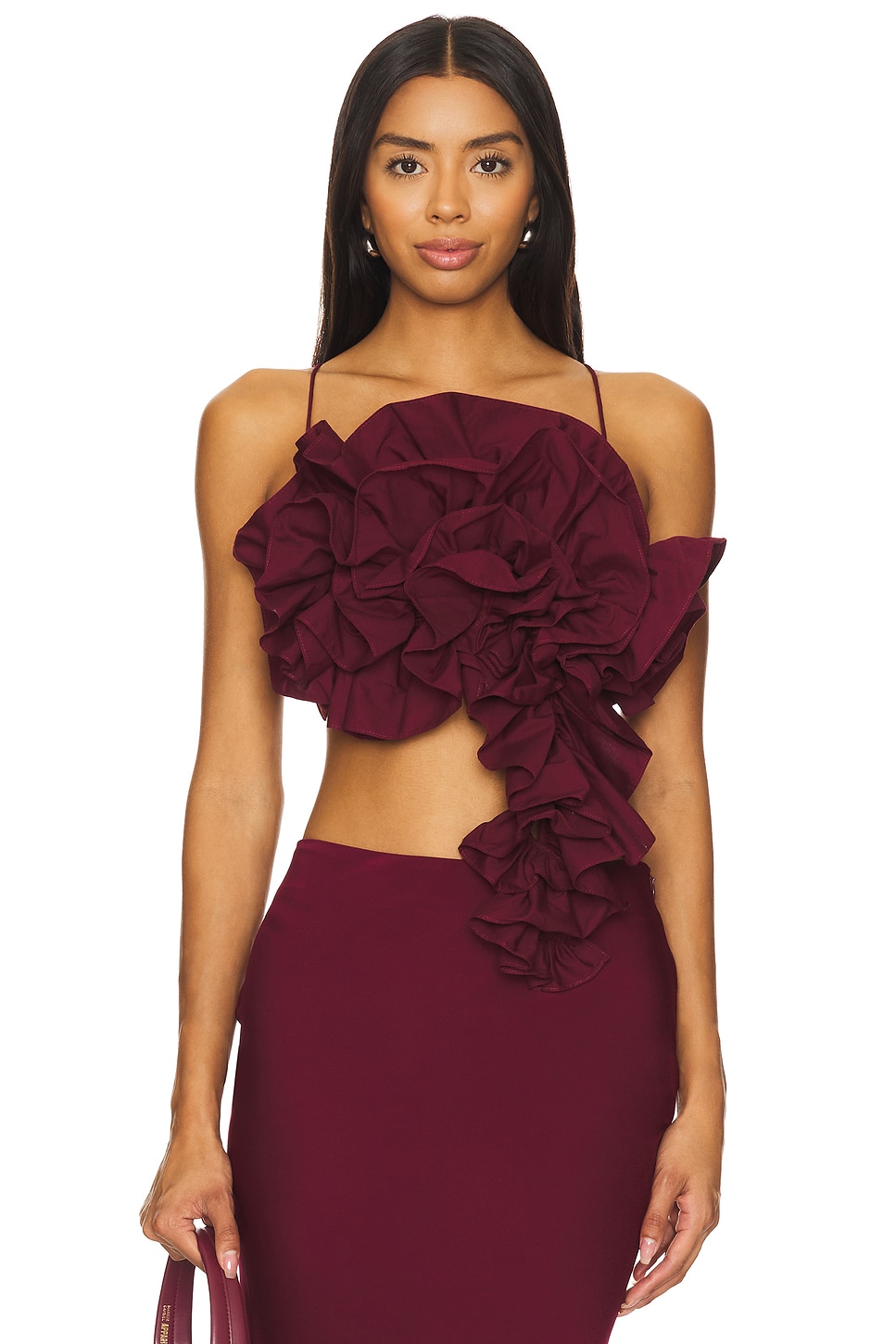 Camila Coelho Hera Top in Oxblood Red