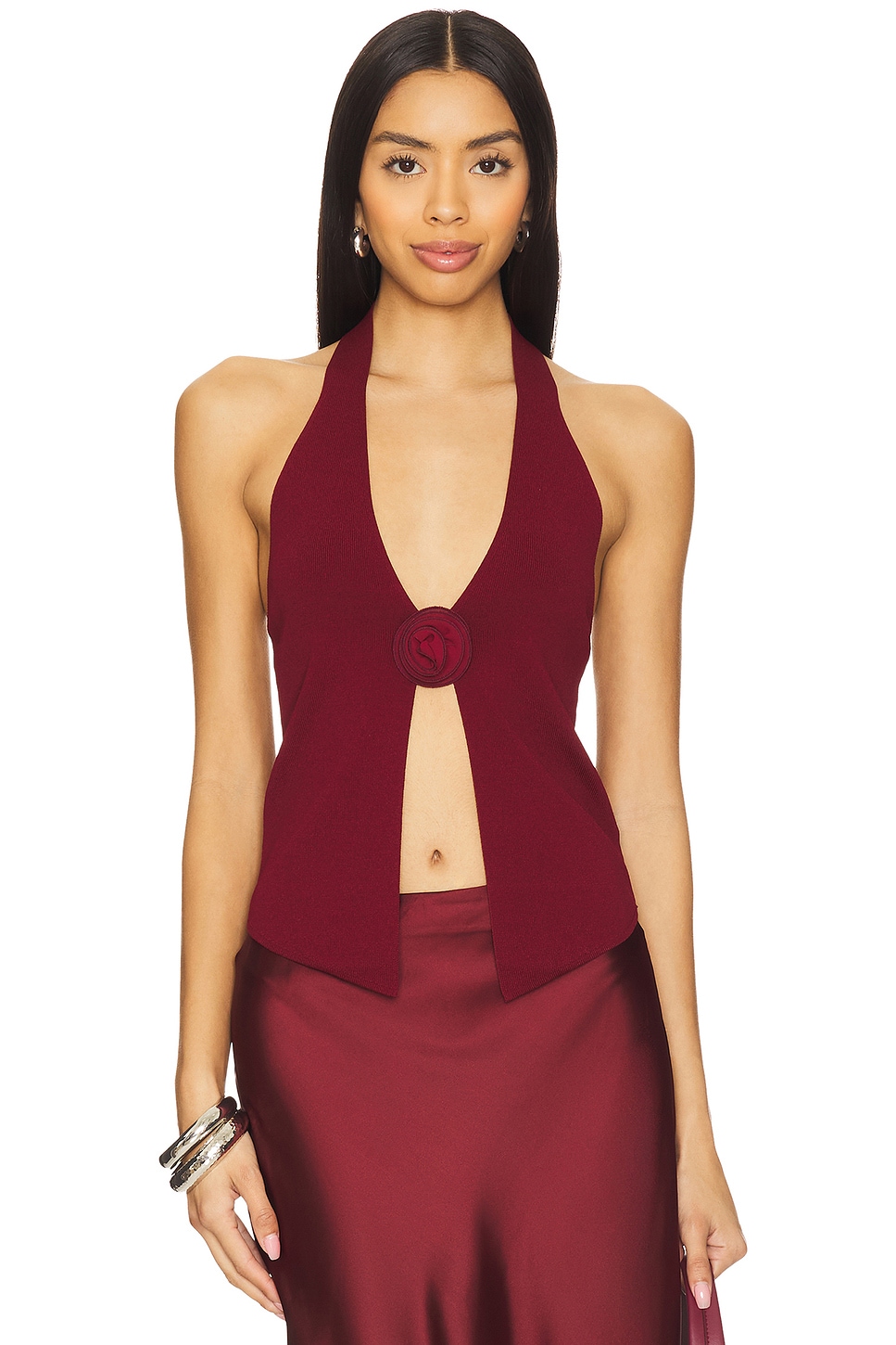 MORE TO COME Dixie Halter Top in Oxblood