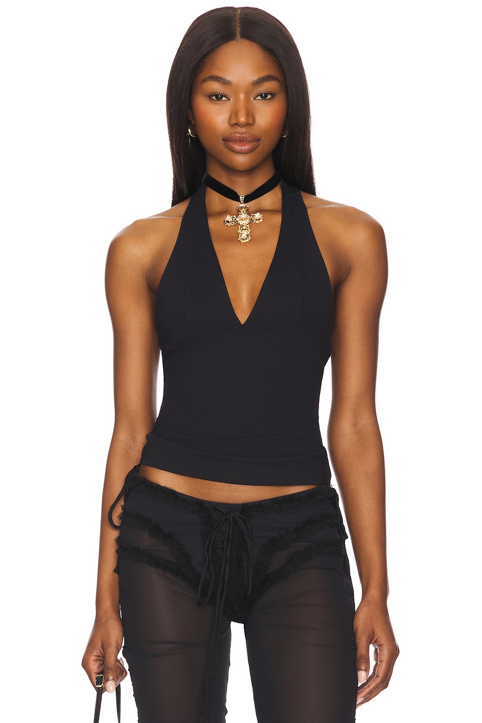 Free People Still Here Halter Top in Black