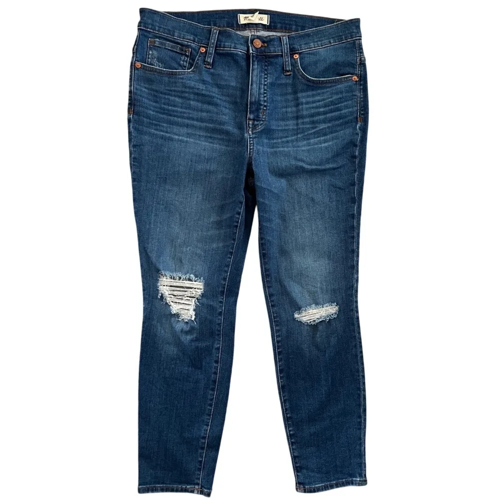 Madewell 9 High-Rise Skinny Crop Distressed Jeans Blue Size 31P Petite