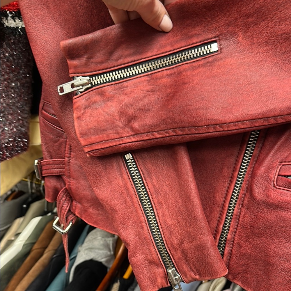 IRO Women's Red Leather Jacket - Image 3