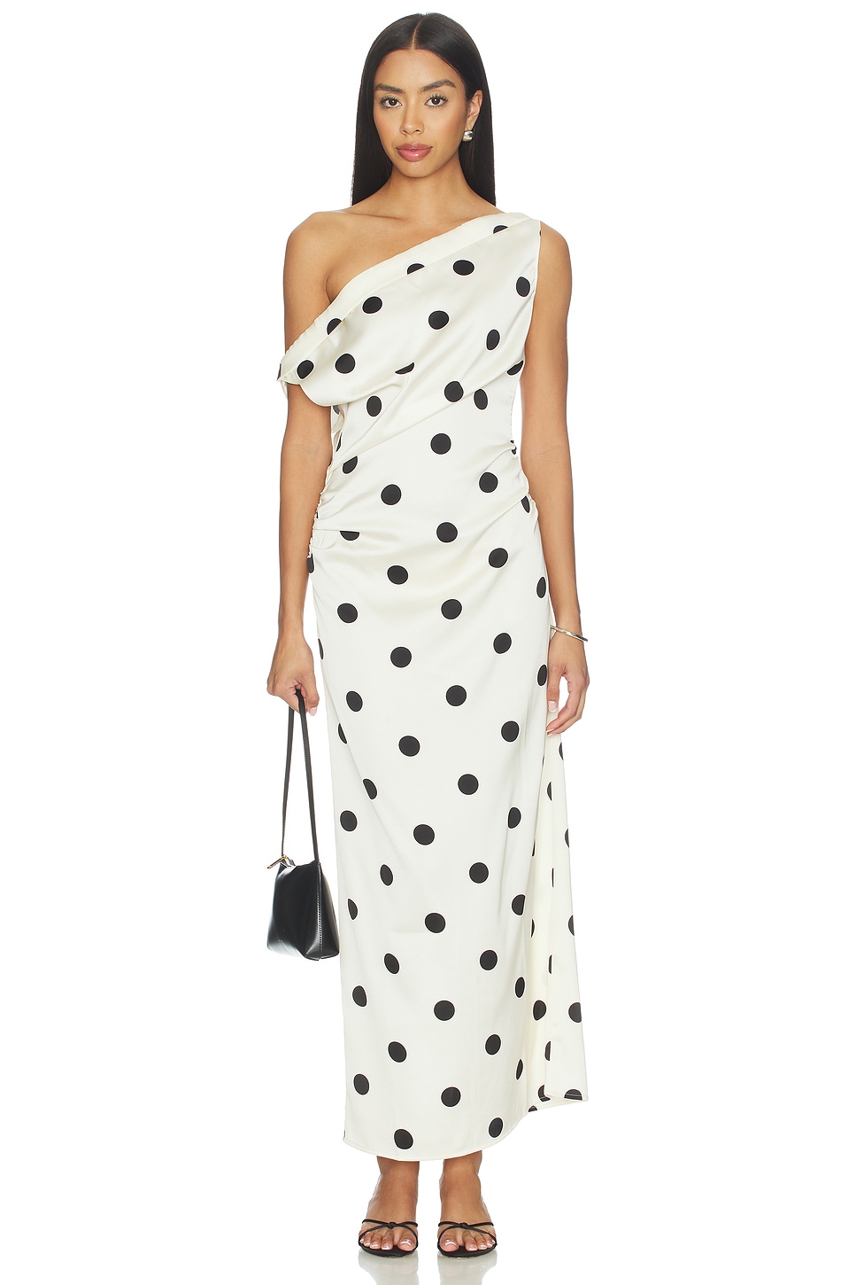 LIONESS Sweetheart Maxi Dress in Cream Polka