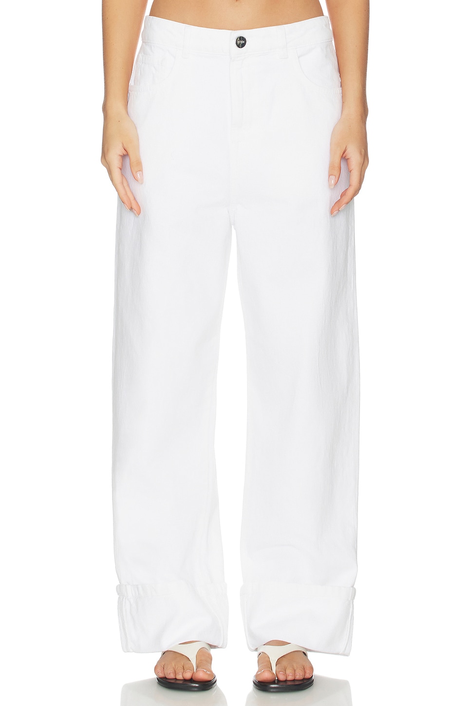Rohe Baggy Fit Turn-up Denim in Optic White