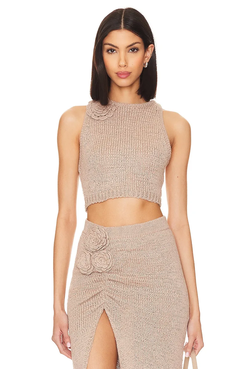 Lovers and Friends Joya Rosette Top in Beige