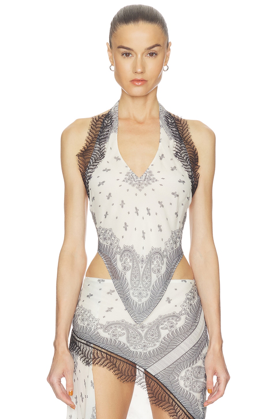 HAELO Split Bandana Top in White