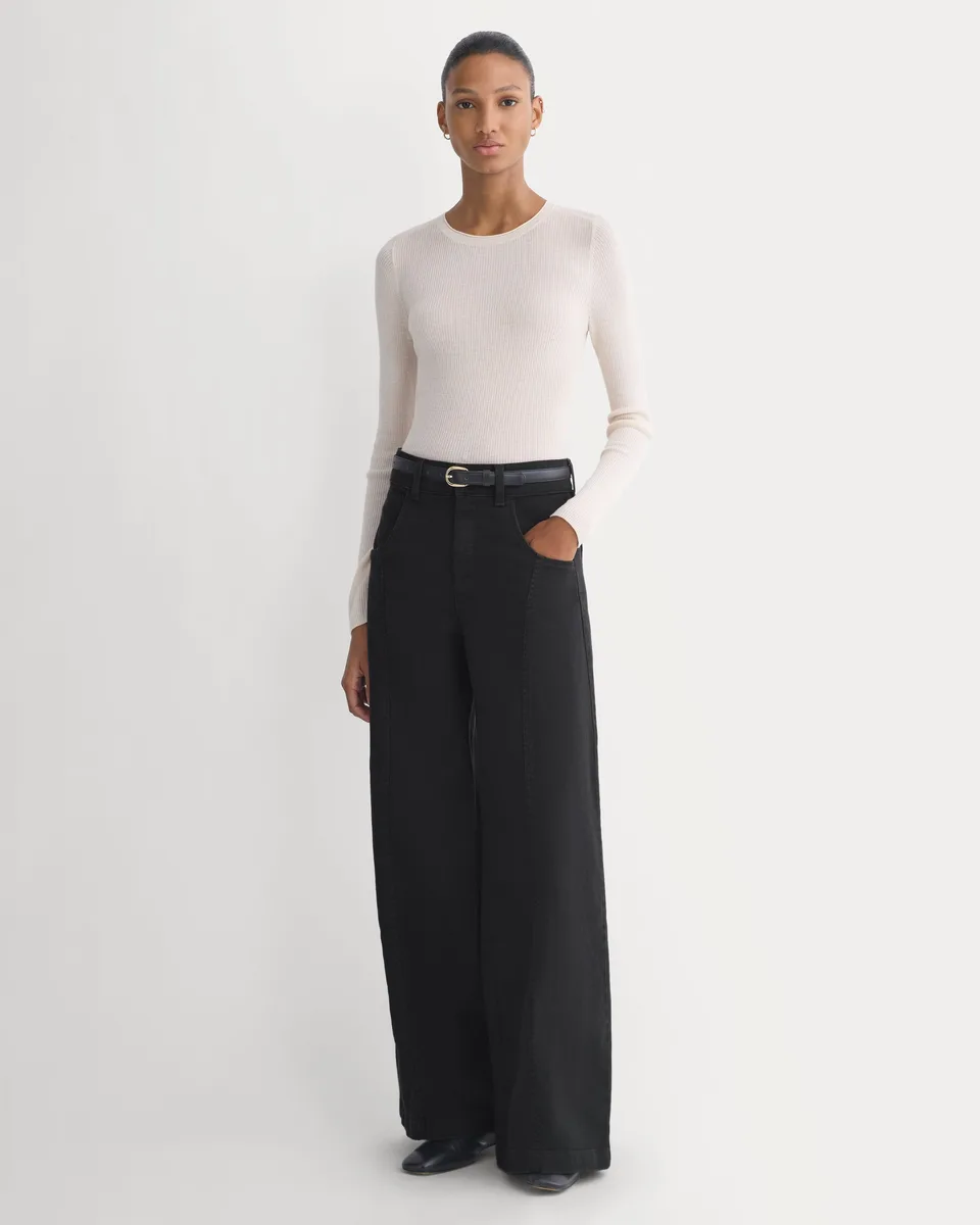 Utility Seamed Wide-Leg Pant | Black | 32" Inseam