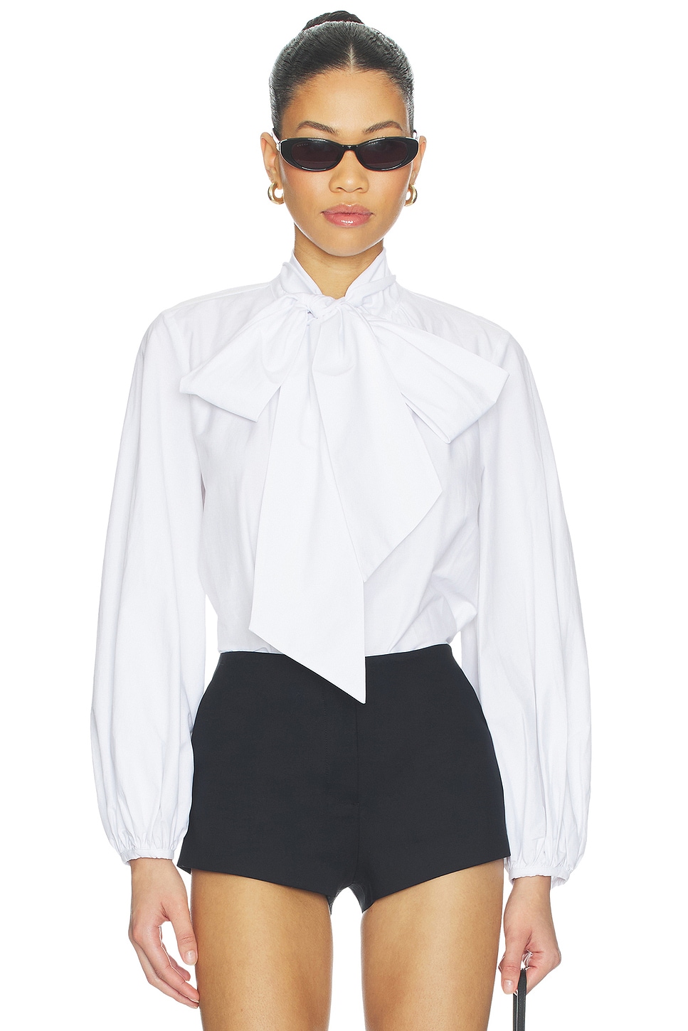 L'AGENCE Deon Tie Neck Blouse in White