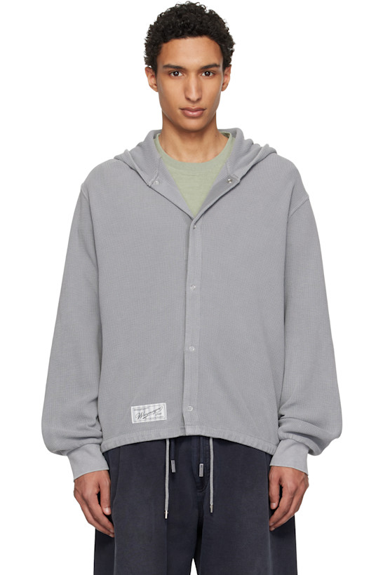 Gray Dyed Open Hoodie