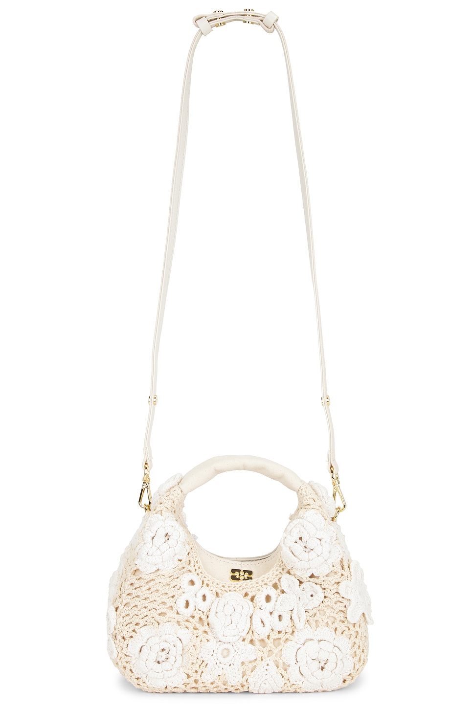 Ganni Hobo Mini Crochet Bag in Egret