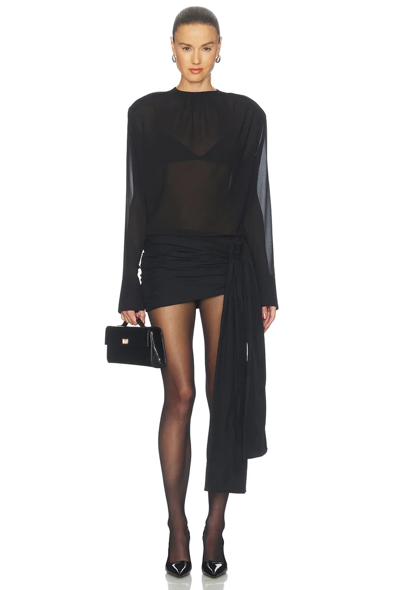 Entire Studios Mini Tie Dress in Black