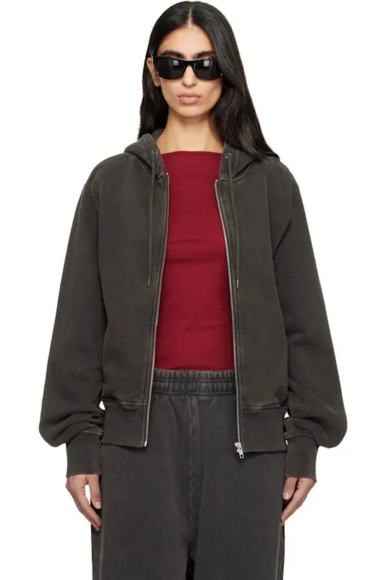 Black Slim Zip Up Hoodie