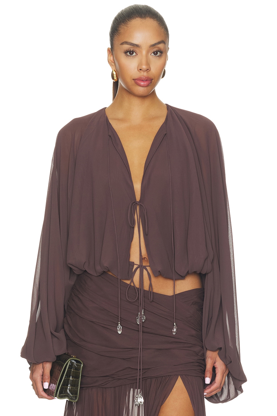 DE LA VALI Misty Top in Umber Brown