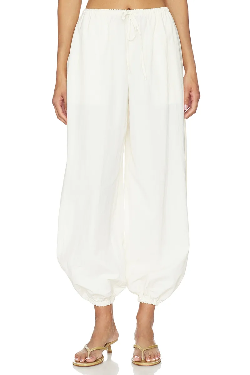 EAVES Leny Parachute Pant in Ivory