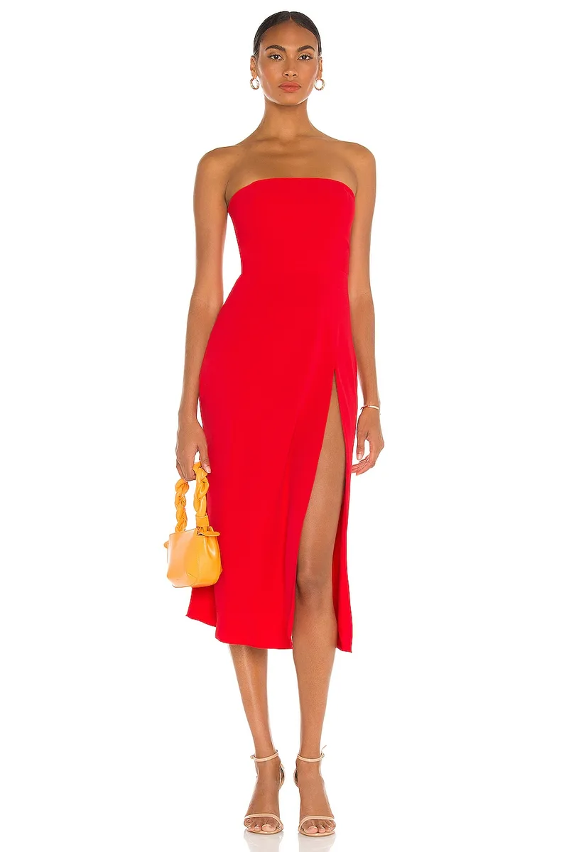 Amanda Uprichard Mandy Midi Dress in Lipstick