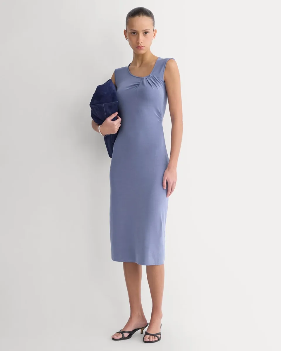 Knit Asymmetrical Midi Dress | Blue Dusk
