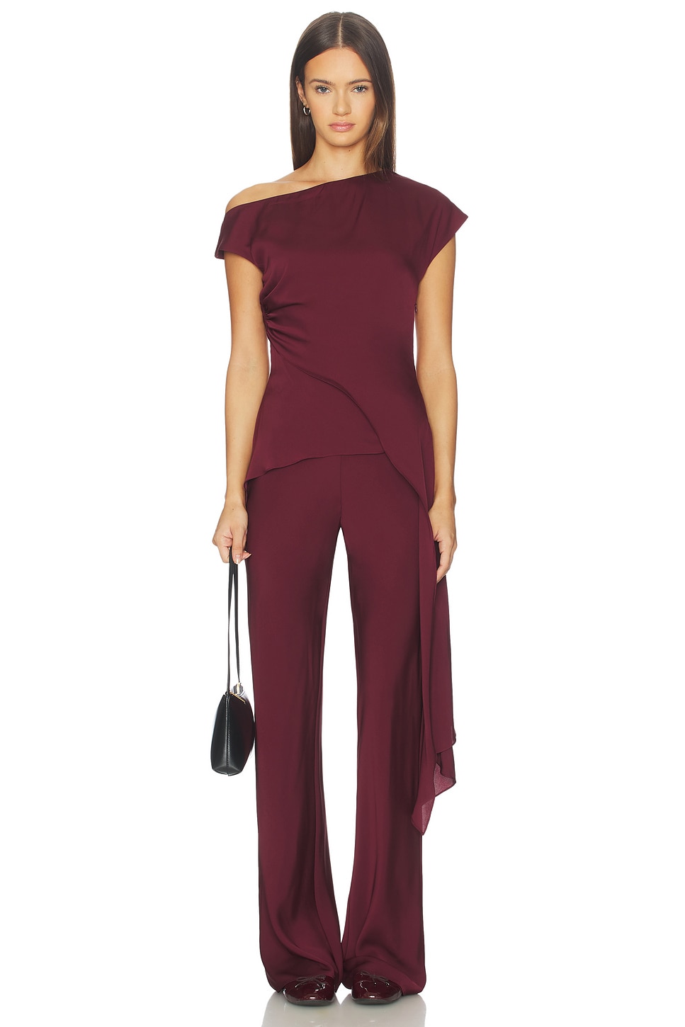 SRG Selena Silk Top in Oxblood