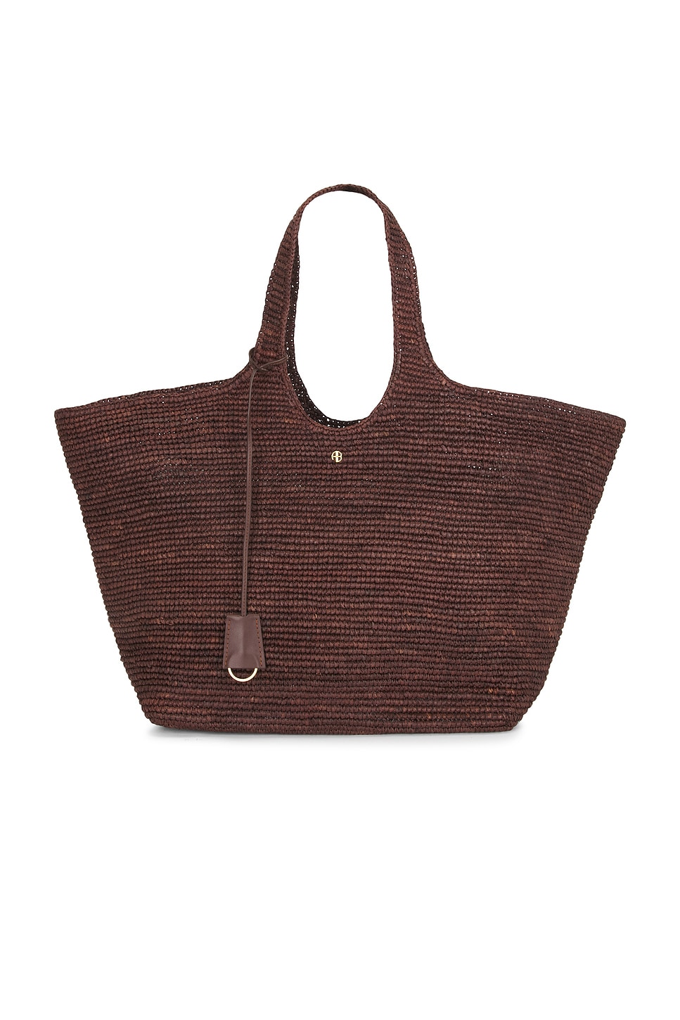 ANINE BING Lili Tote Raphia Bag in Dark Brown