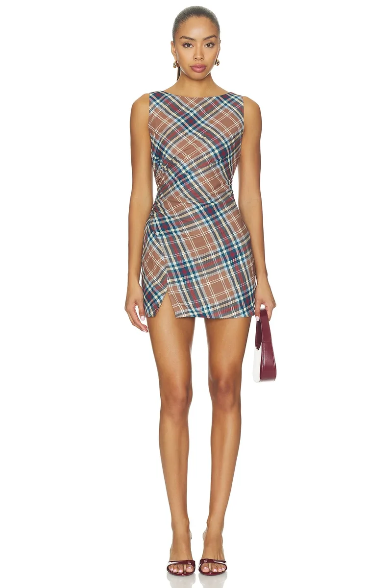 Solid & Striped The Rosalie Dress in Walnut Wood Plaid