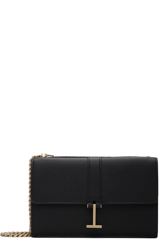 Black Grain Leather Kara Chain Mini Bag