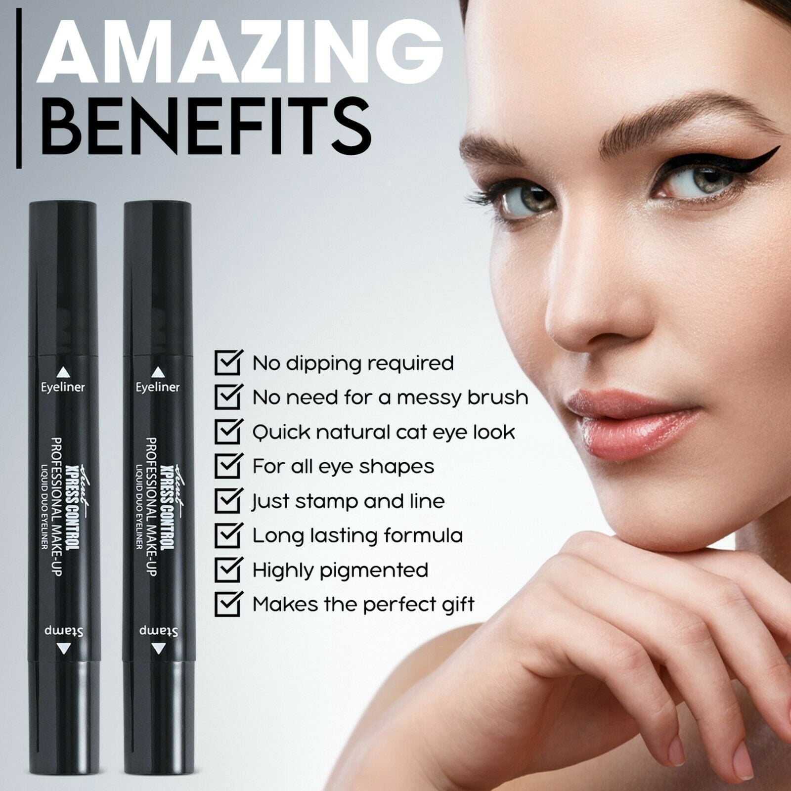 Secret Xpress Control Winged Eyeliner Stamp Waterproof Long Lasting Liquid Black Pen Matte Eye Makeup One Pack - Image 7