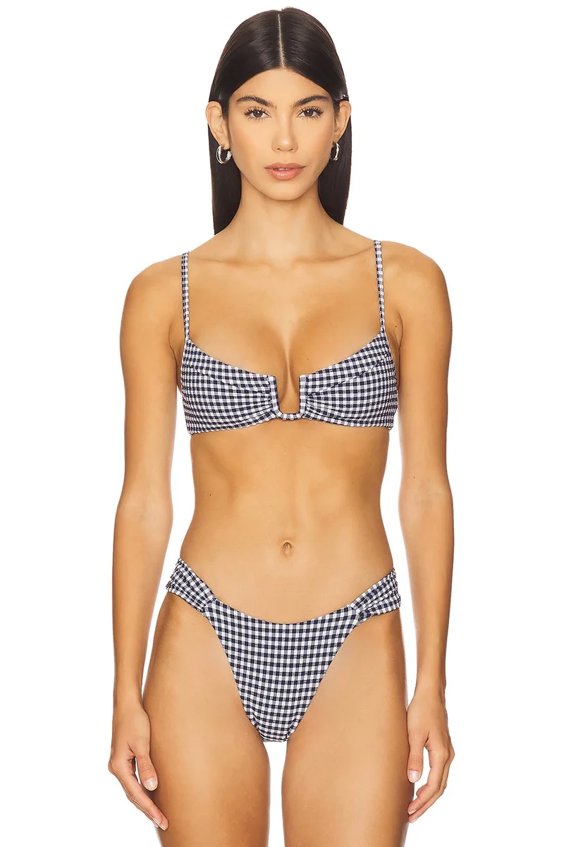 LSPACE Peyton Bikini Top in Atta Girl Gingham