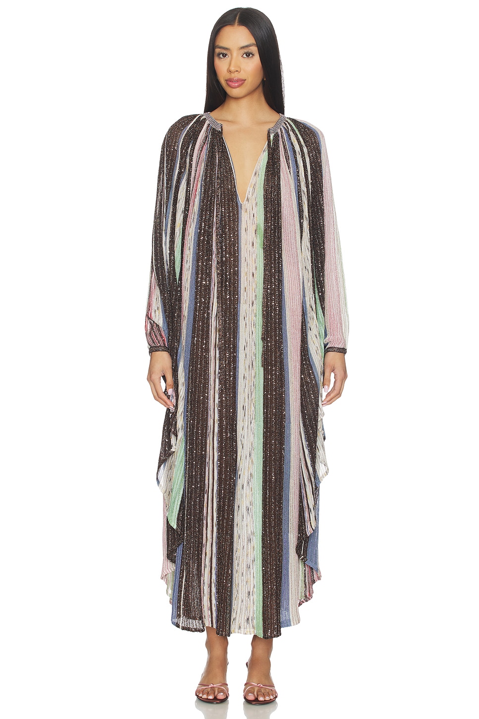 Missoni Long Dress in Pink, Light Blue & Black Tones