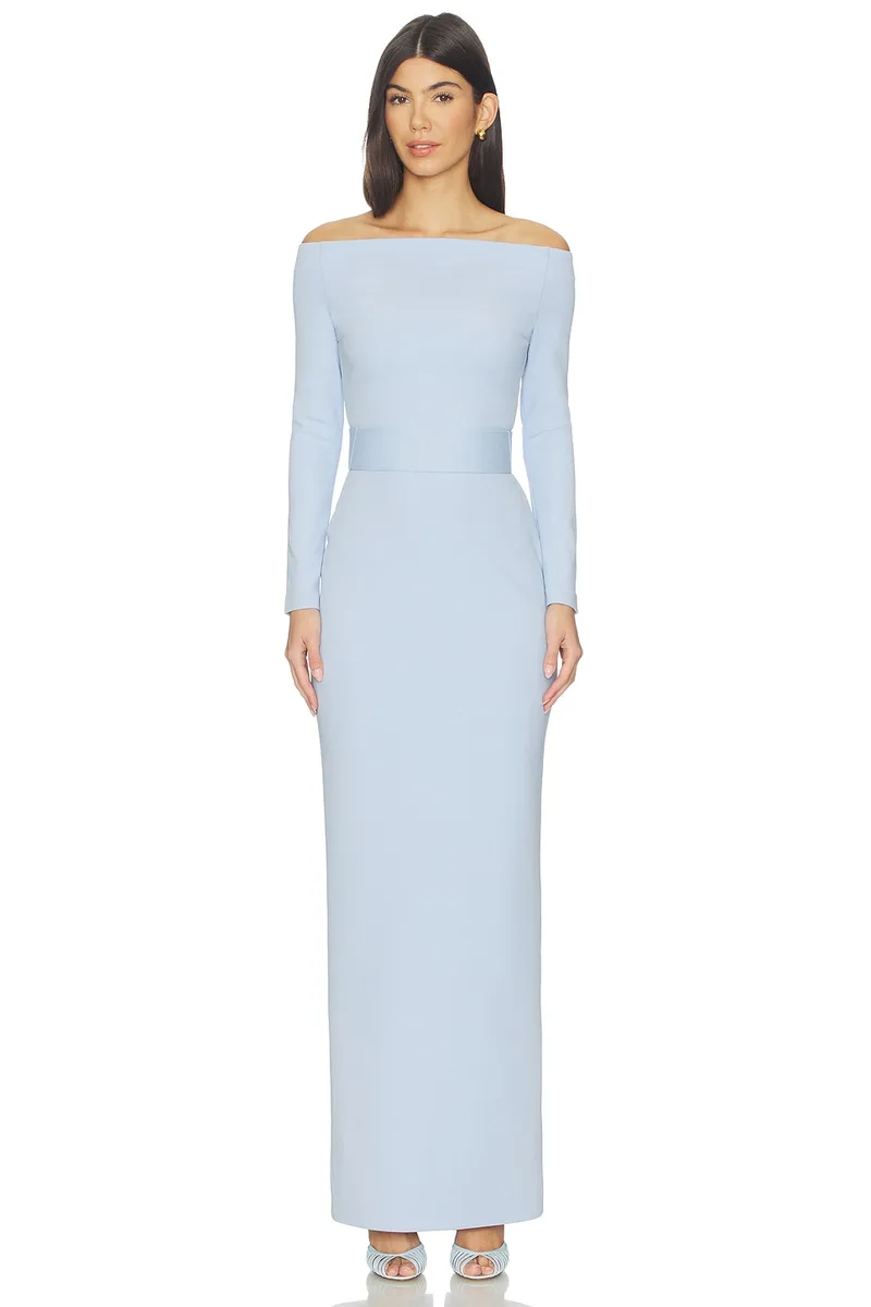 SOLACE London Sabina Maxi Dress in Light Blue