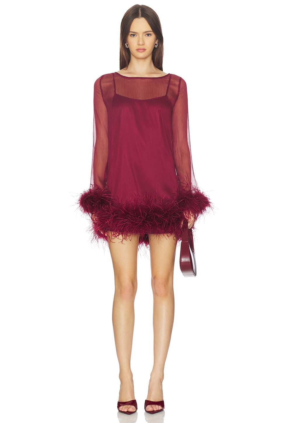 Bubish Harlow Sheer Mini Dress in Cherry