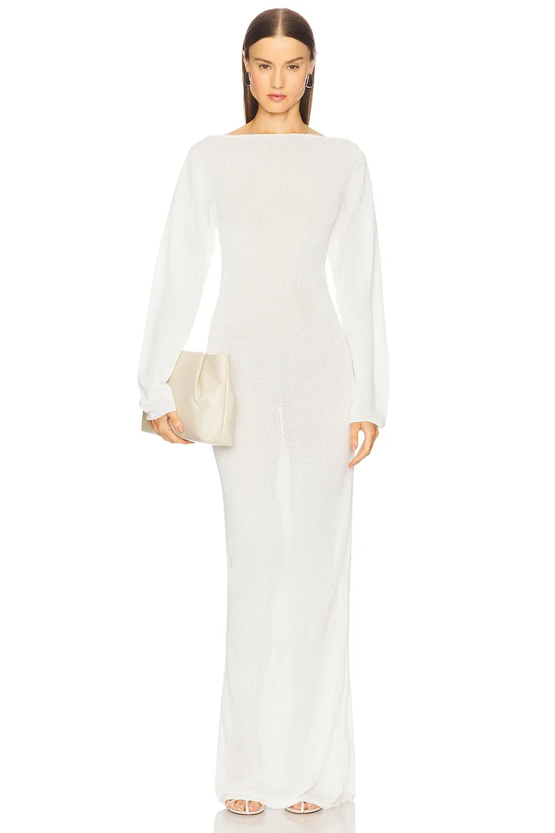 EAVES Wister Long Sleeve Maxi Dress in Ivory
