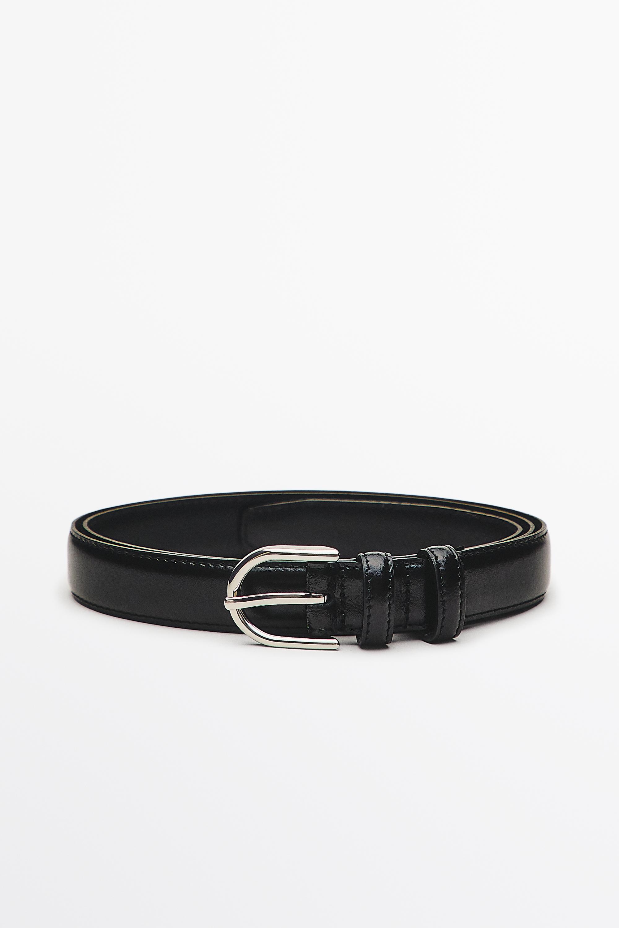 Nappa leather double-loop dress belt - Image 7