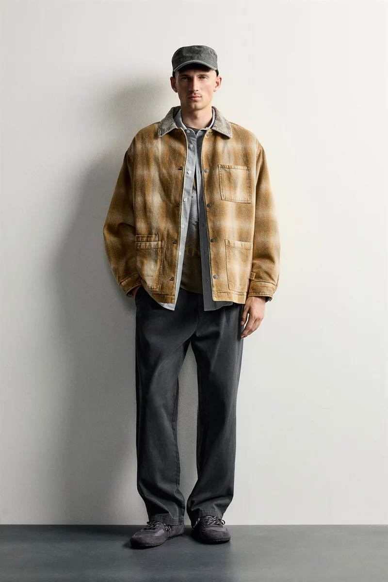 WASHED QUILTED CHECK JACKET