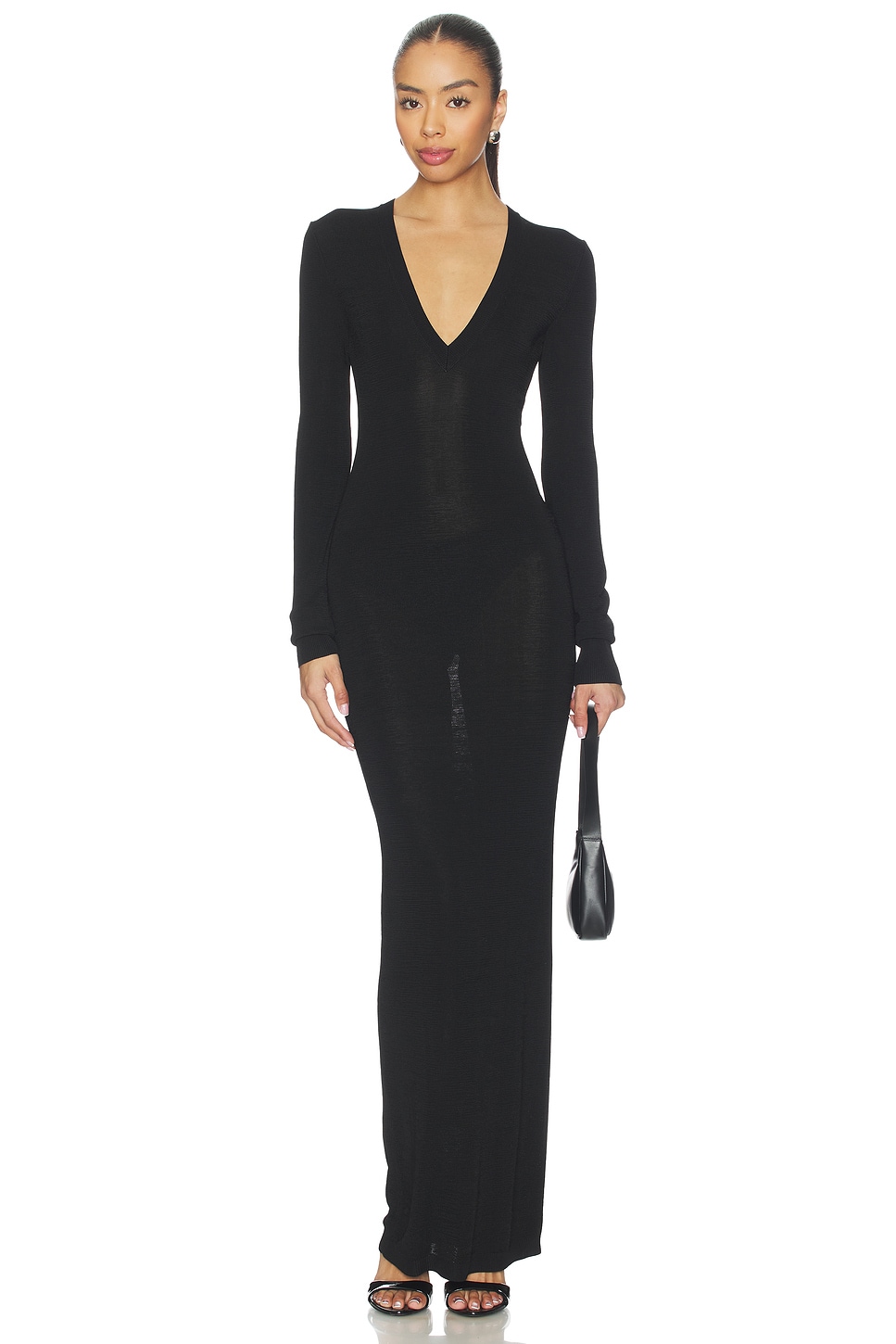 Entire Studios V Neck Dress in Black